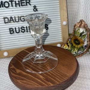 Vintage Crystal Clear Glass Light Candle Holder Pedestal Taper 4”